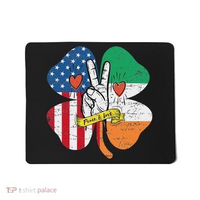 St PatrickS Day Irish American Flag Peace Love Shamrock Mousepad