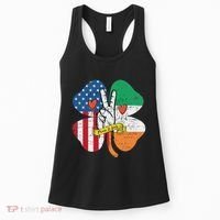 St PatrickS Day Irish American Flag Peace Love Shamrock Women's Tank Top thumb 0