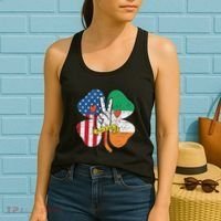 St PatrickS Day Irish American Flag Peace Love Shamrock Women's Tank Top thumb 2