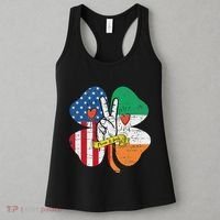 St PatrickS Day Irish American Flag Peace Love Shamrock Women's Tank Top thumb 3