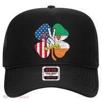 St PatrickS Day Irish American Flag Peace Love Shamrock Hat thumb 0