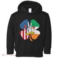 St PatrickS Day Irish American Flag Peace Love Shamrock Toddler Hoodie thumb 0