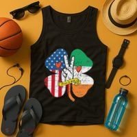 St PatrickS Day Irish American Flag Peace Love Shamrock Tank Top thumb 4