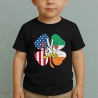 St PatrickS Day Irish American Flag Peace Love Shamrock Toddler T-Shirt thumb 2