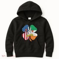 St PatrickS Day Irish American Flag Peace Love Shamrock Kids Hoodie thumb 0