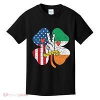St PatrickS Day Irish American Flag Peace Love Shamrock Kids T-Shirt thumb 0