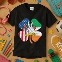 St PatrickS Day Irish American Flag Peace Love Shamrock Kids T-Shirt thumb 3