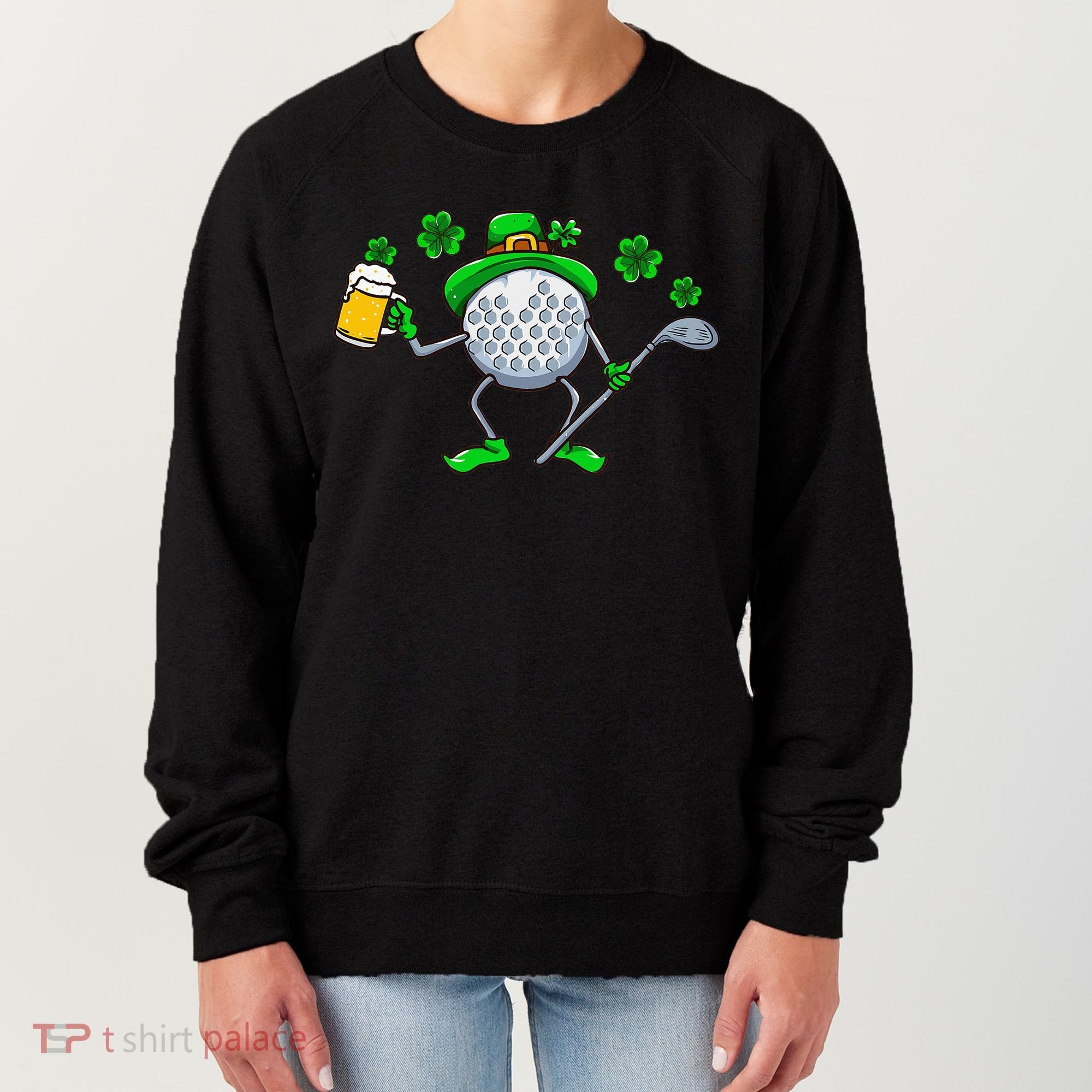 St Patricks Day Golf Golfing Irish Golfer Beer Humor Women's Sweatshirt