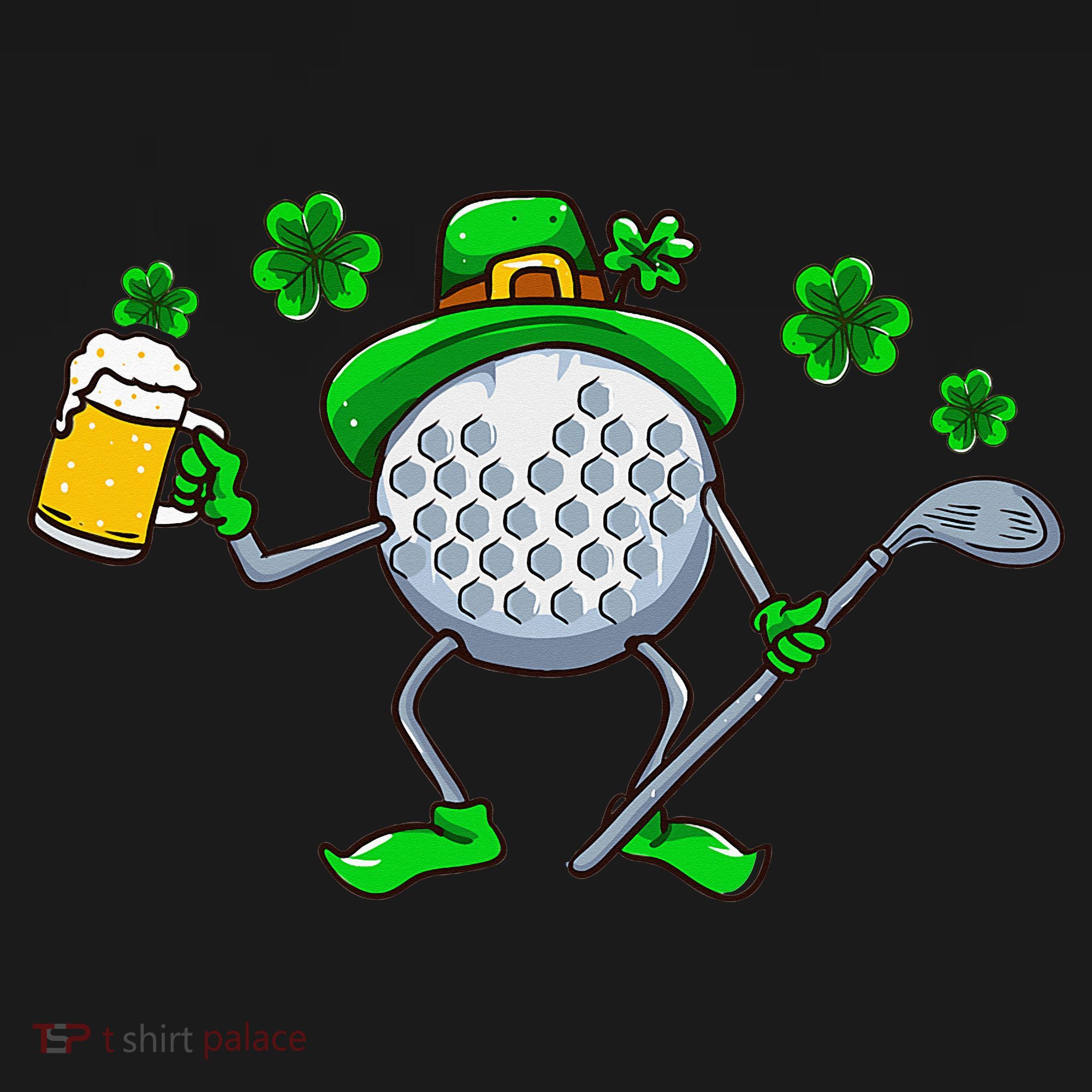 St Patricks Day Golf Golfing Irish Golfer Beer Humor USA-Made Doggie Bandana
