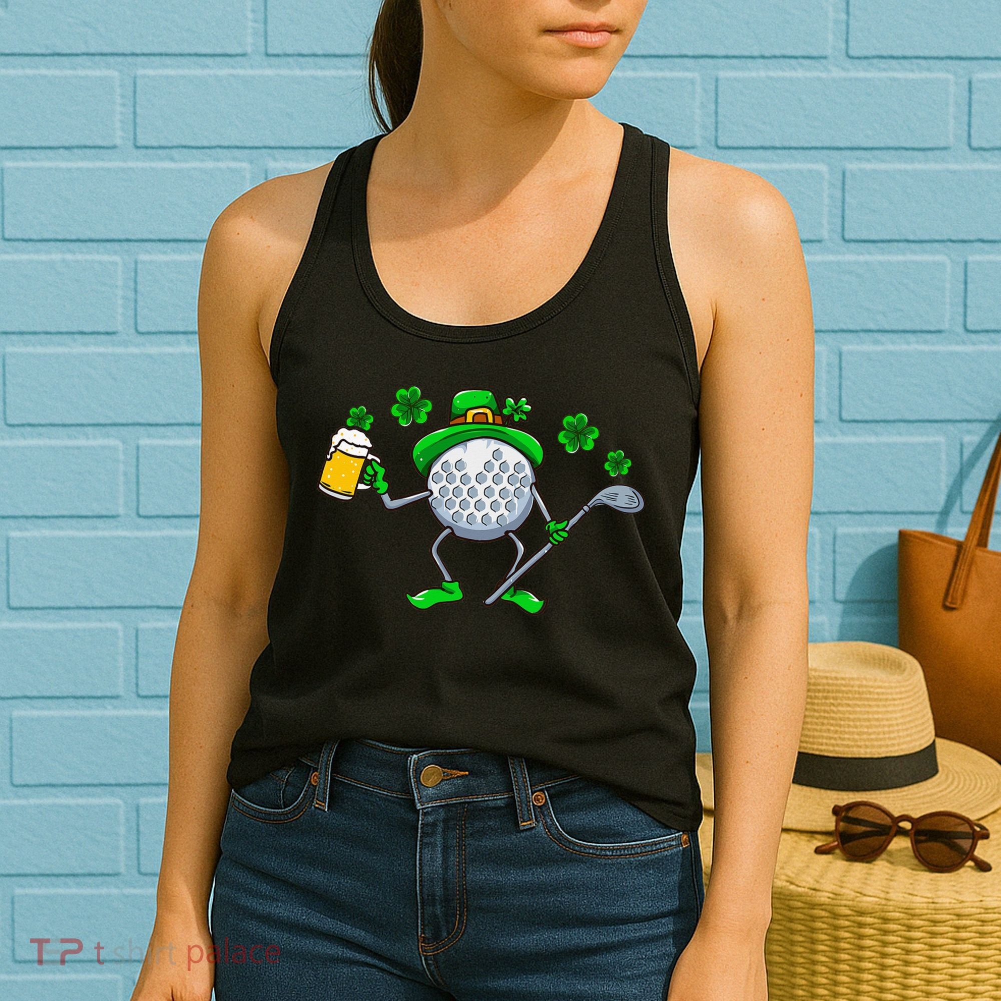 St Patricks Day Golf Golfing Irish Golfer Beer Humor Women's Tank Top