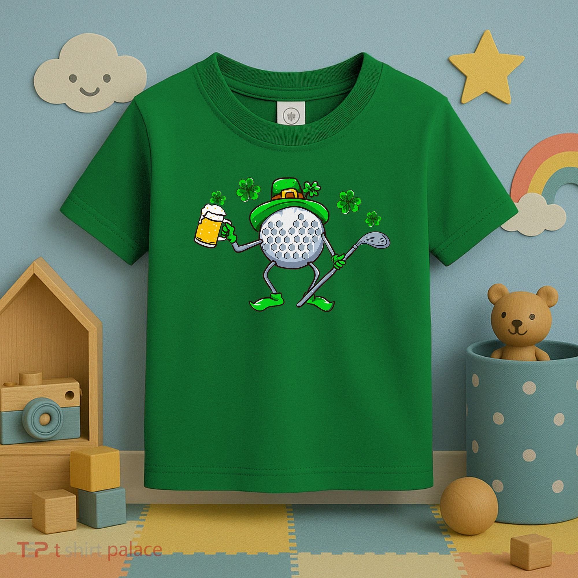St Patricks Day Golf Golfing Irish Golfer Beer Humor Toddler T-Shirt