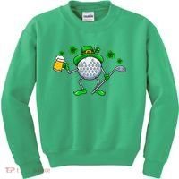 St Patricks Day Golf Golfing Irish Golfer Beer Humor Kids Sweatshirt thumb 0