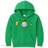 St Patricks Day Golf Golfing Irish Golfer Beer Humor Kids Hoodie thumb 0
