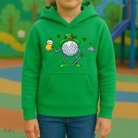 St Patricks Day Golf Golfing Irish Golfer Beer Humor Kids Hoodie thumb 3