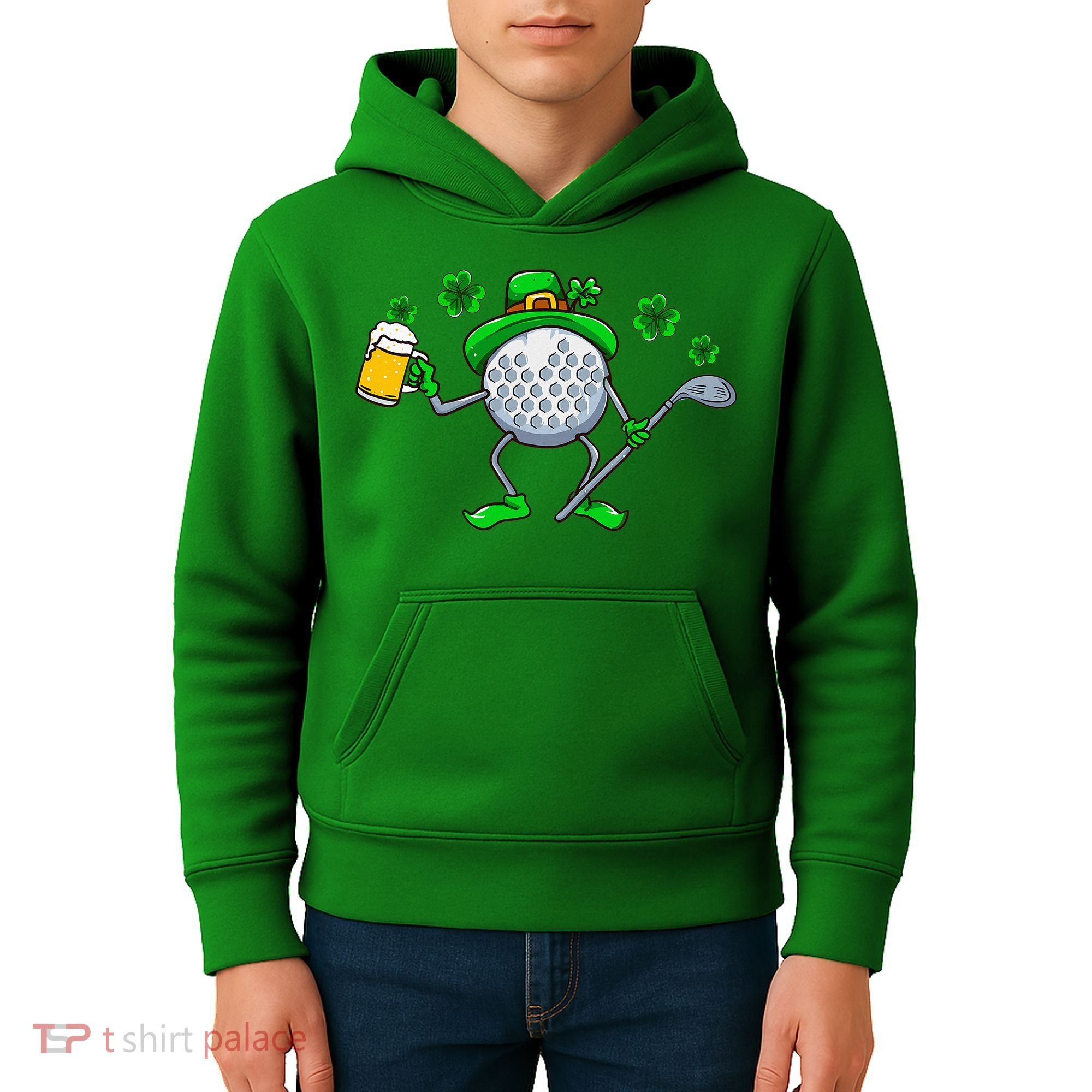 St Patricks Day Golf Golfing Irish Golfer Beer Humor Kids Hoodie