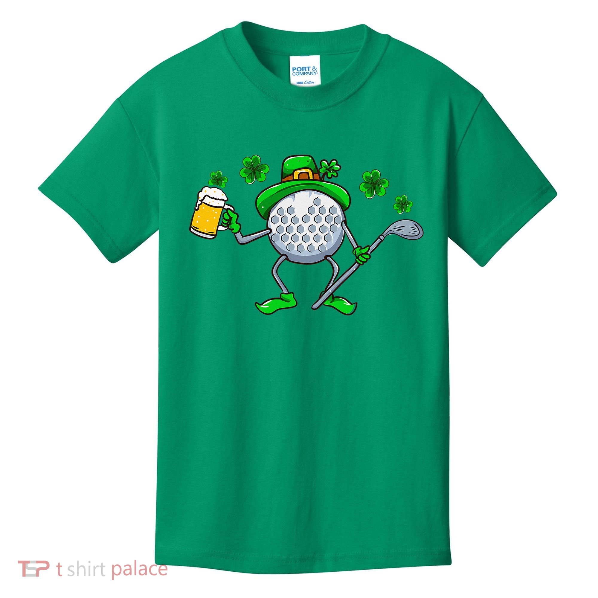 St Patricks Day Golf Golfing Irish Golfer Beer Humor Kids T-Shirt