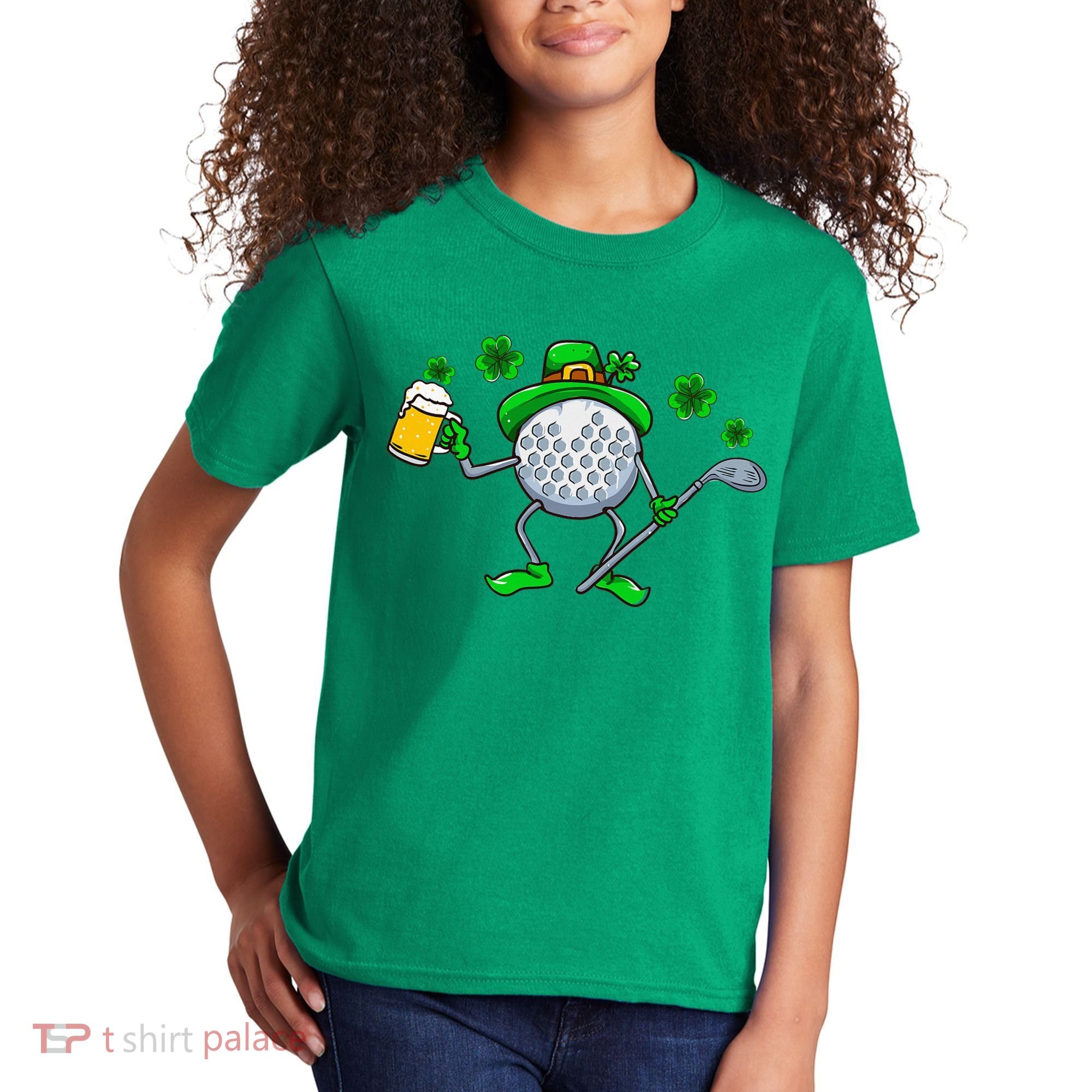 St Patricks Day Golf Golfing Irish Golfer Beer Humor Kids T-Shirt
