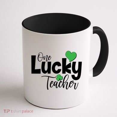 St Patricks Day One Lucky Teacher Coffee Mug back