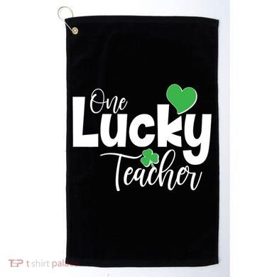 St Patricks Day One Lucky Teacher Golf Towel
