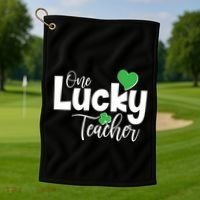 St Patricks Day One Lucky Teacher Golf Towel thumb 1