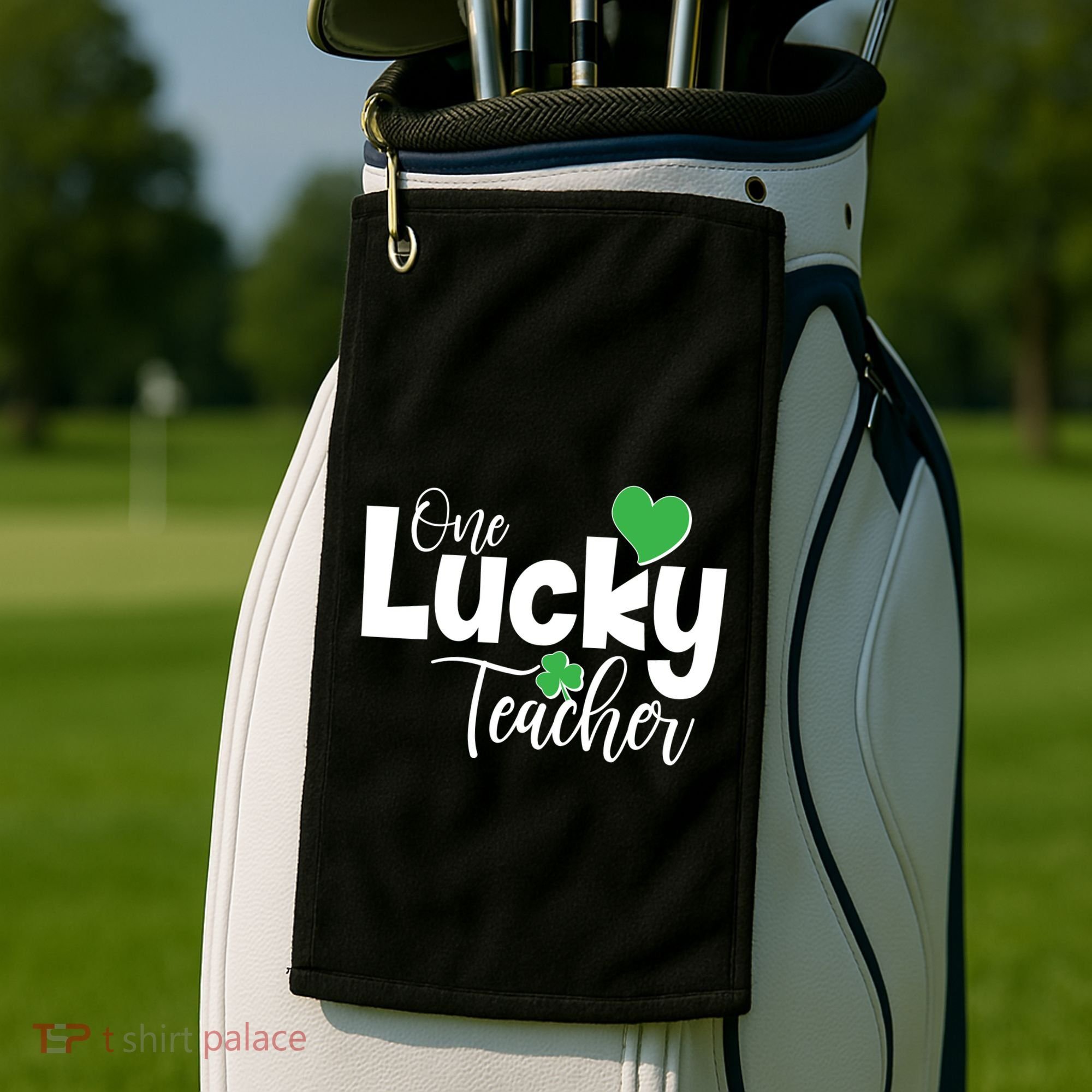 St Patricks Day One Lucky Teacher Golf Towel