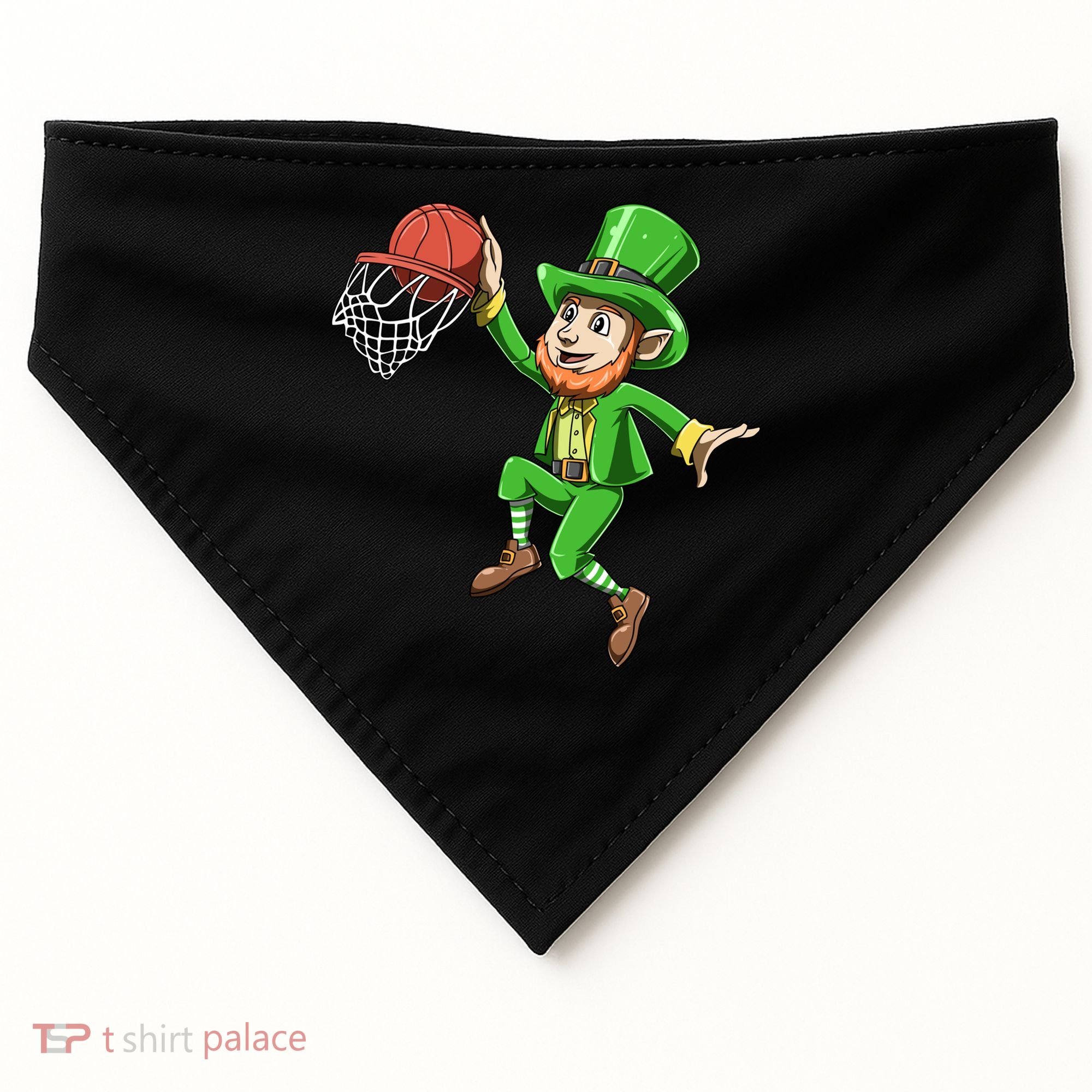 St Patrick's Day Basketball Irish Basketball Dunk Leprechaun Great Gift USA-Made Doggie Bandana