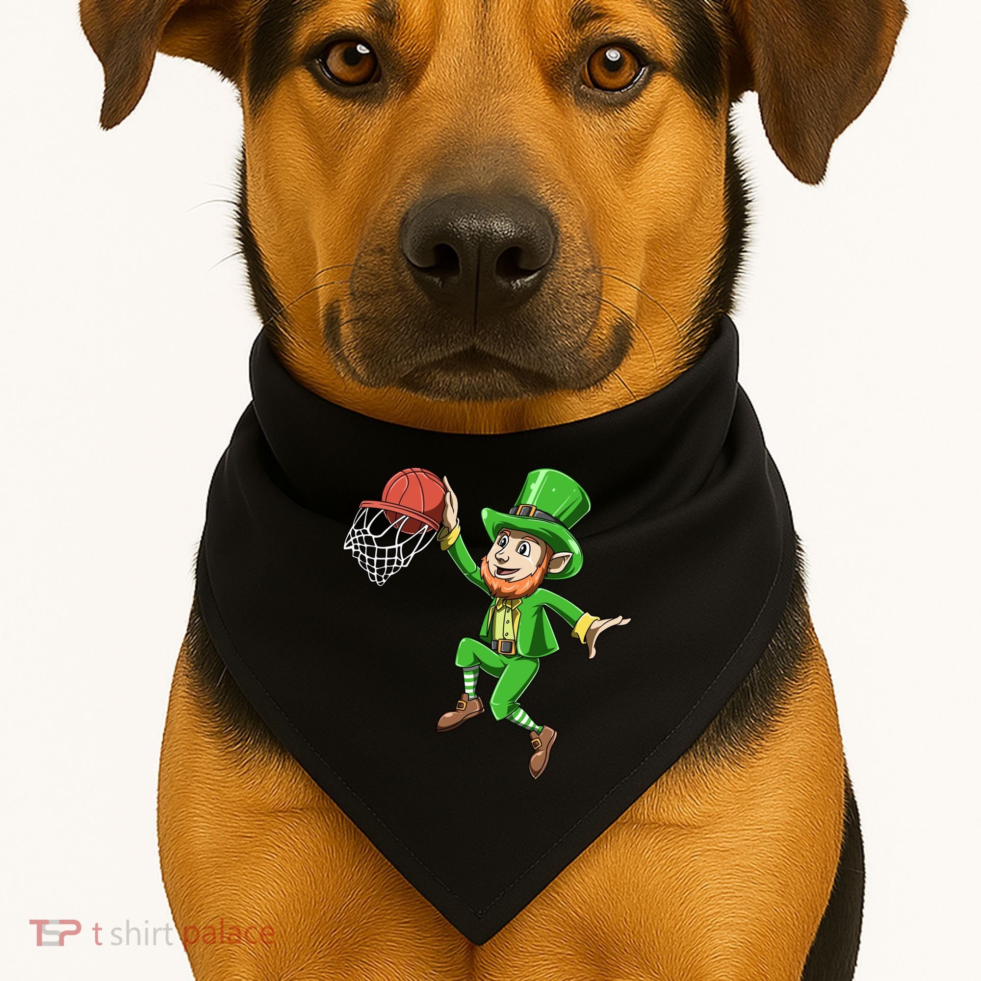 St Patrick's Day Basketball Irish Basketball Dunk Leprechaun Great Gift USA-Made Doggie Bandana