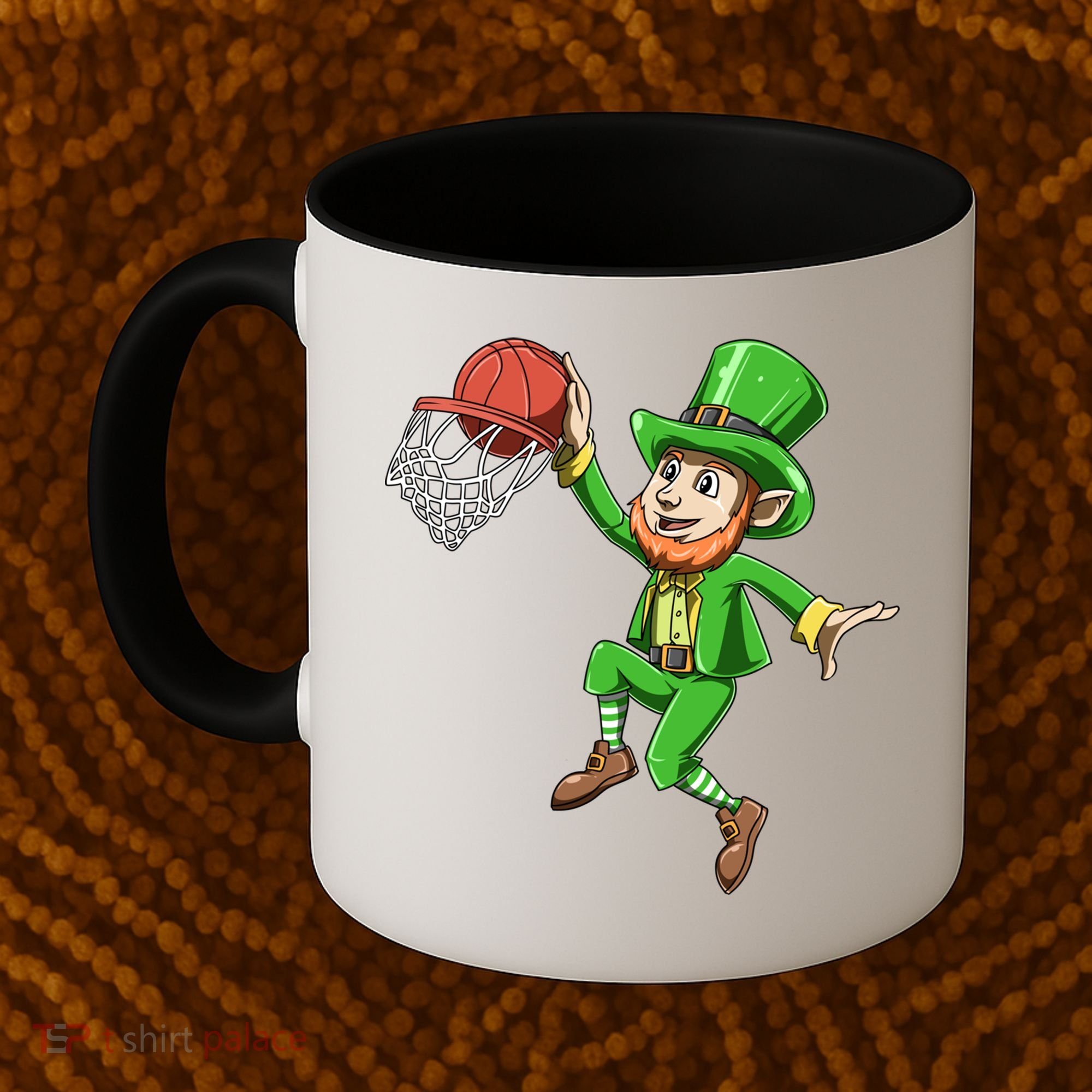 St Patrick's Day Basketball Irish Basketball Dunk Leprechaun Great Gift Coffee Mug