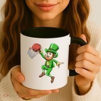St Patrick's Day Basketball Irish Basketball Dunk Leprechaun Great Gift Coffee Mug thumb 3