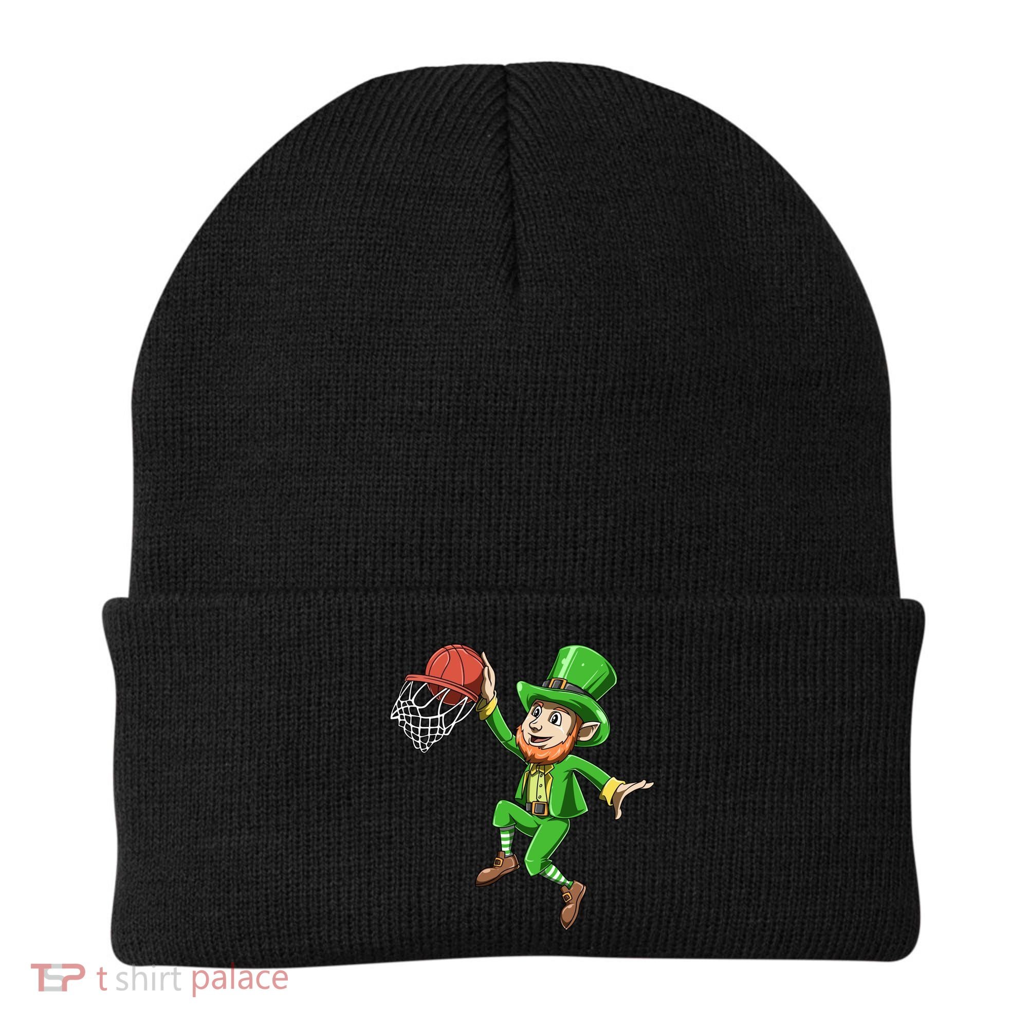St Patrick's Day Basketball Irish Basketball Dunk Leprechaun Great Gift Beanie