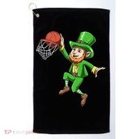 St Patrick's Day Basketball Irish Basketball Dunk Leprechaun Great Gift Golf Towel thumb 0