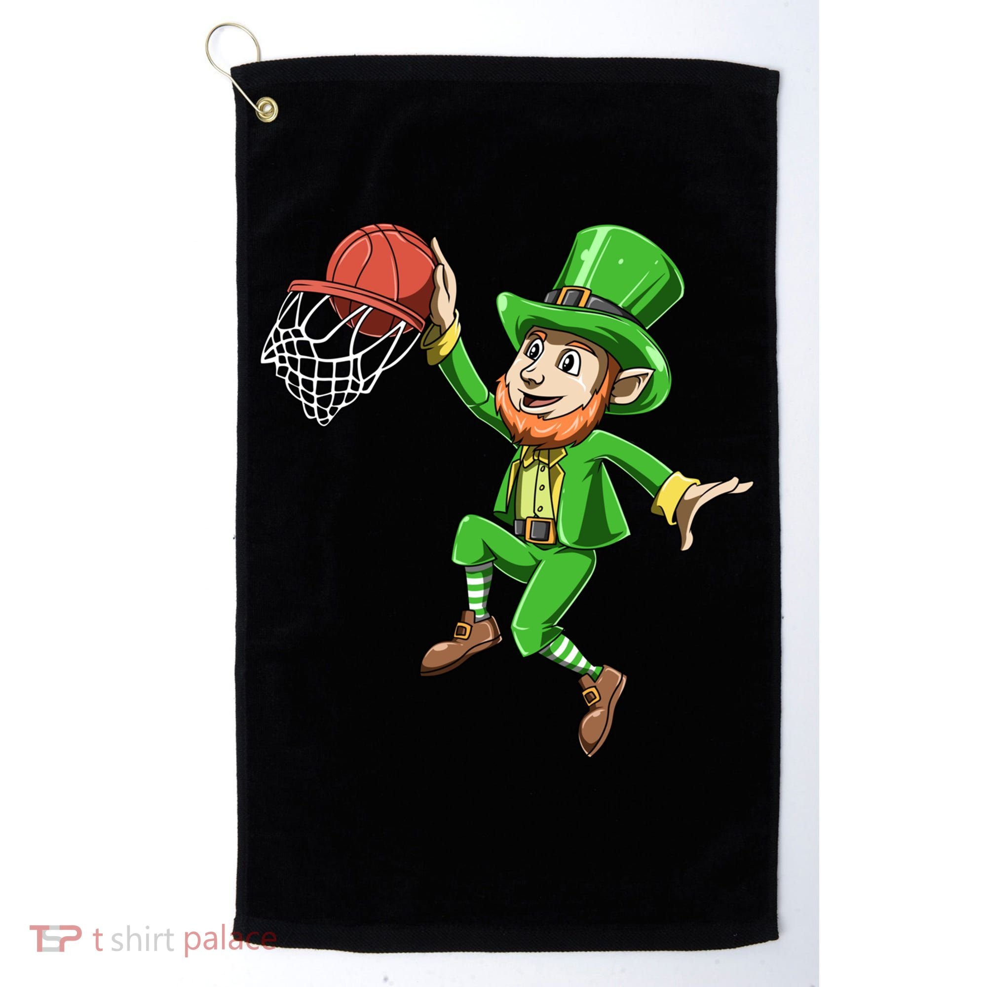 St Patrick's Day Basketball Irish Basketball Dunk Leprechaun Great Gift Golf Towel