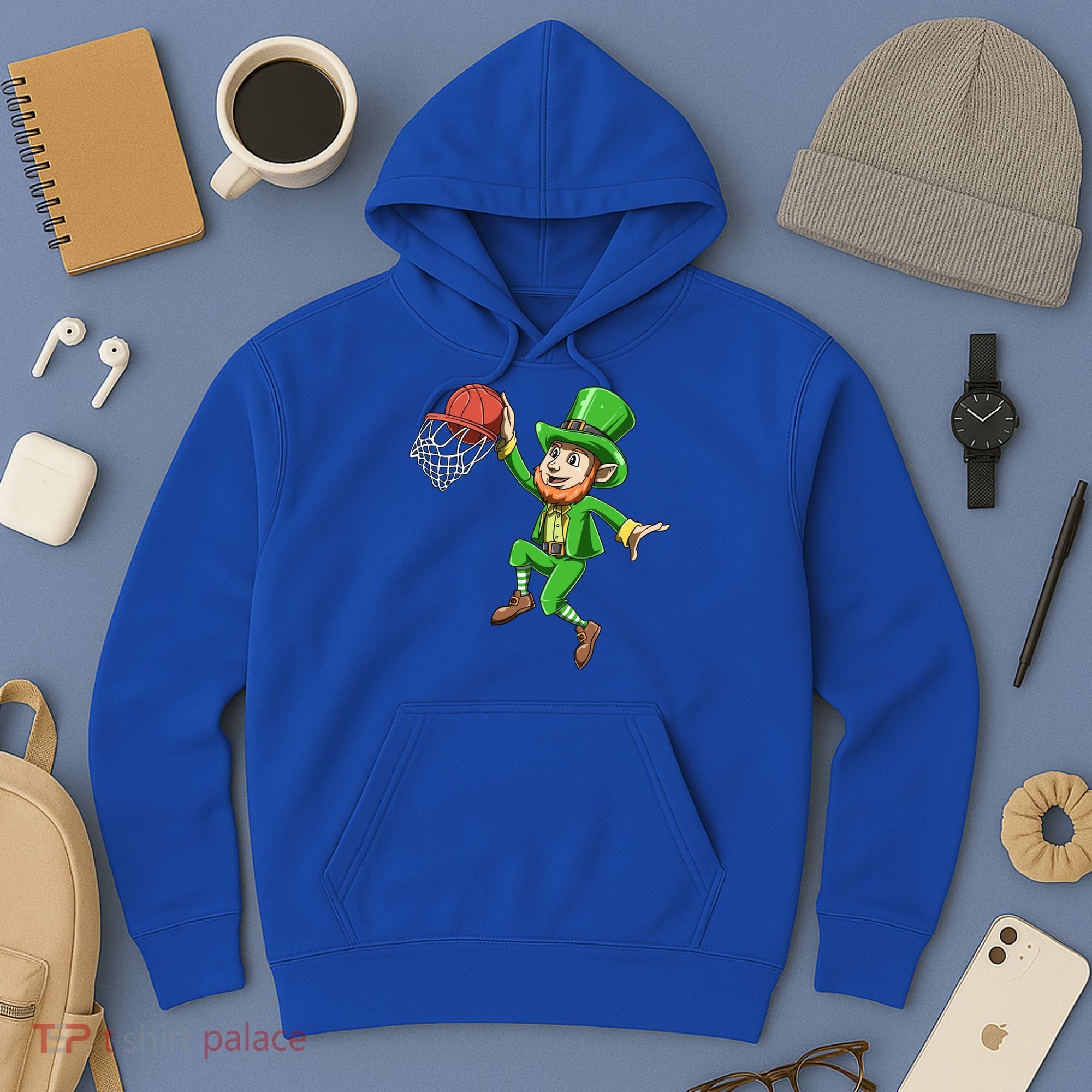 St Patrick's Day Basketball Irish Basketball Dunk Leprechaun Great Gift Hoodie