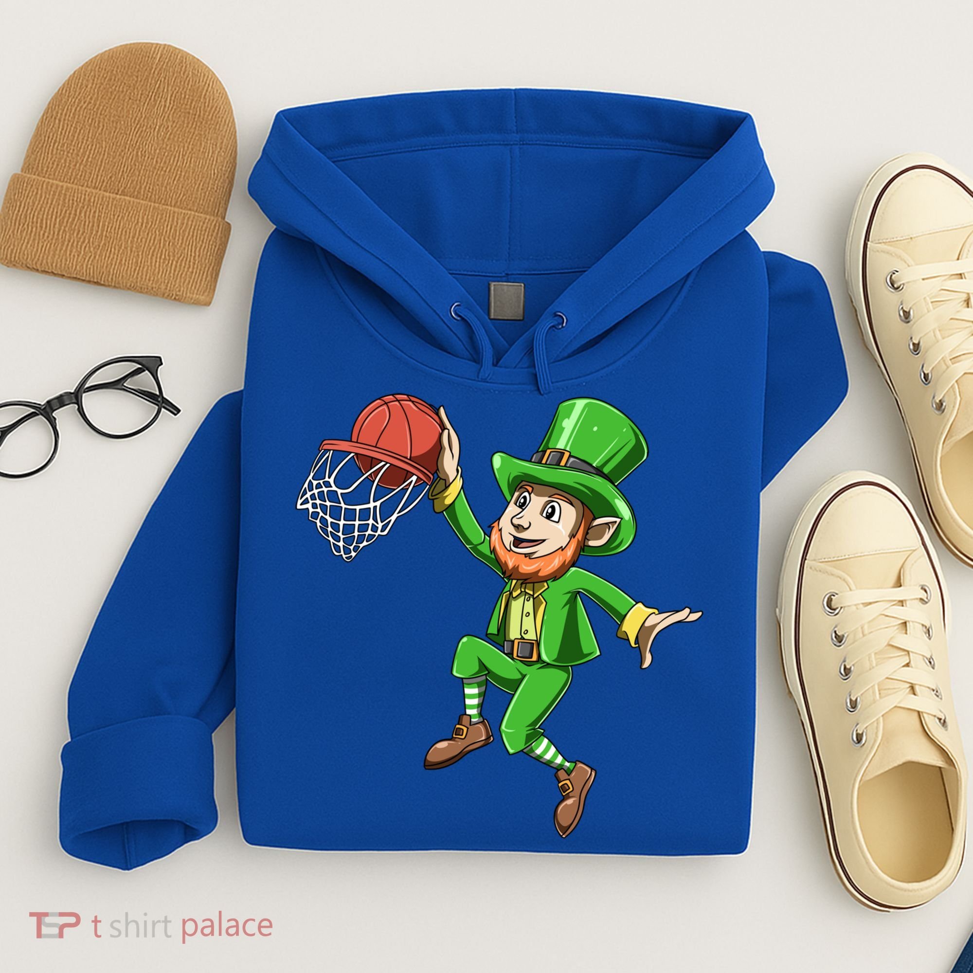 St Patrick's Day Basketball Irish Basketball Dunk Leprechaun Great Gift Hoodie