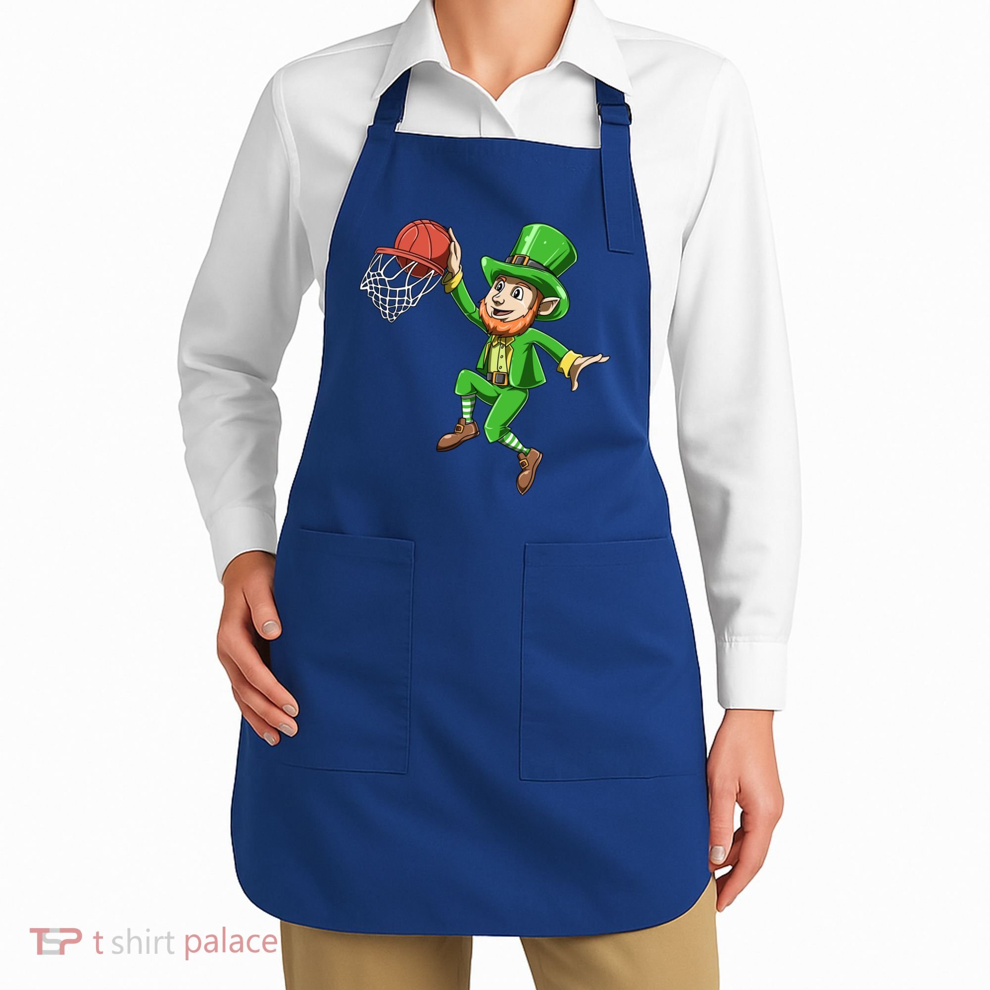 St Patrick's Day Basketball Irish Basketball Dunk Leprechaun Great Gift Apron