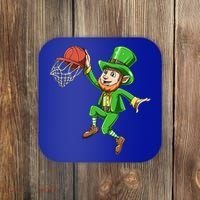St Patrick's Day Basketball Irish Basketball Dunk Leprechaun Great Gift Coaster thumb 0