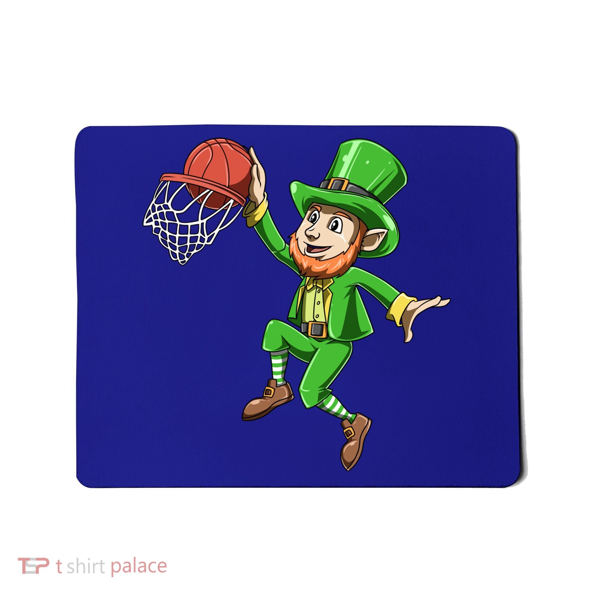 St Patrick's Day Basketball Irish Basketball Dunk Leprechaun Great Gift Mousepad