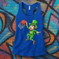 St Patrick's Day Basketball Irish Basketball Dunk Leprechaun Great Gift Women's Tank Top thumb 3