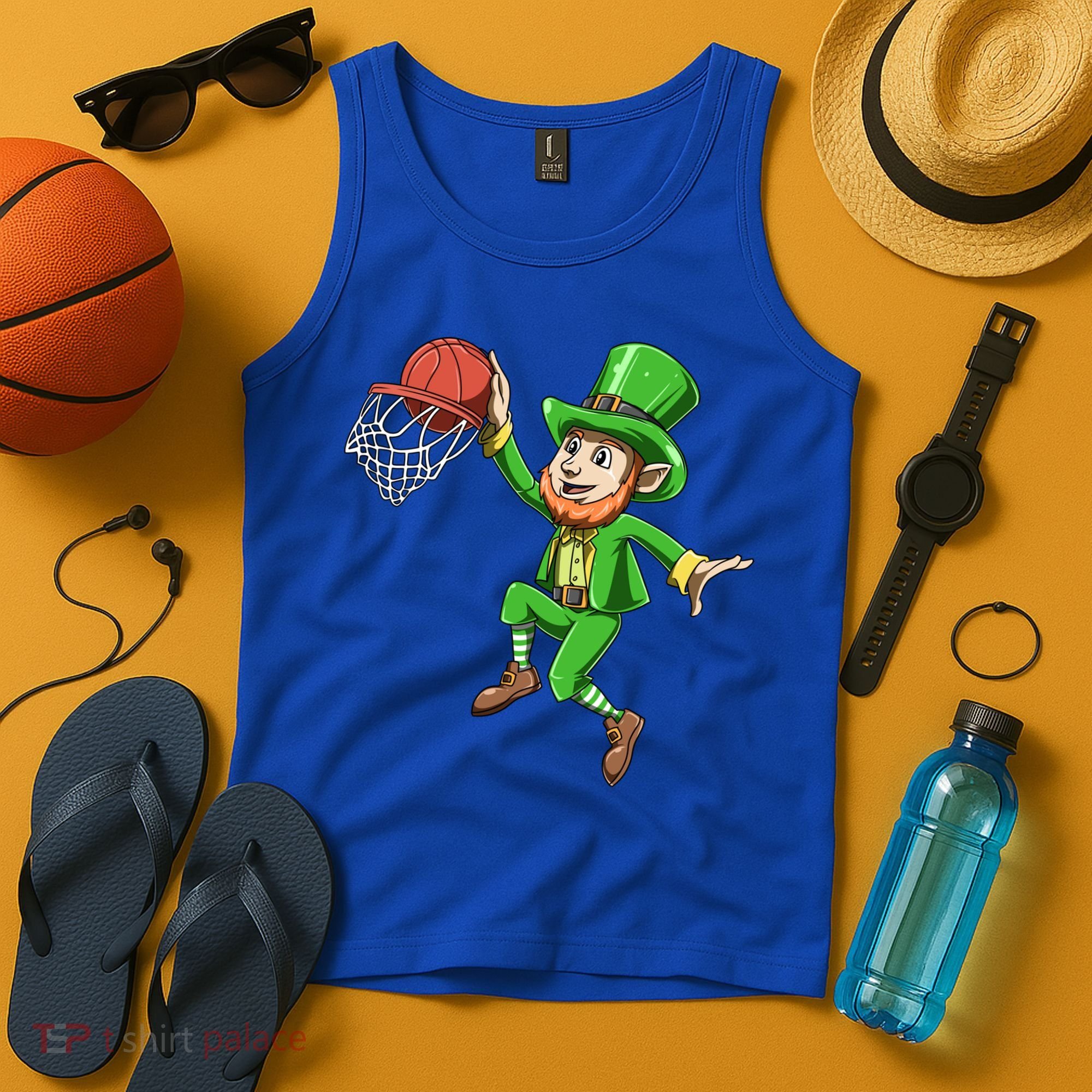 St Patrick's Day Basketball Irish Basketball Dunk Leprechaun Great Gift Tank Top