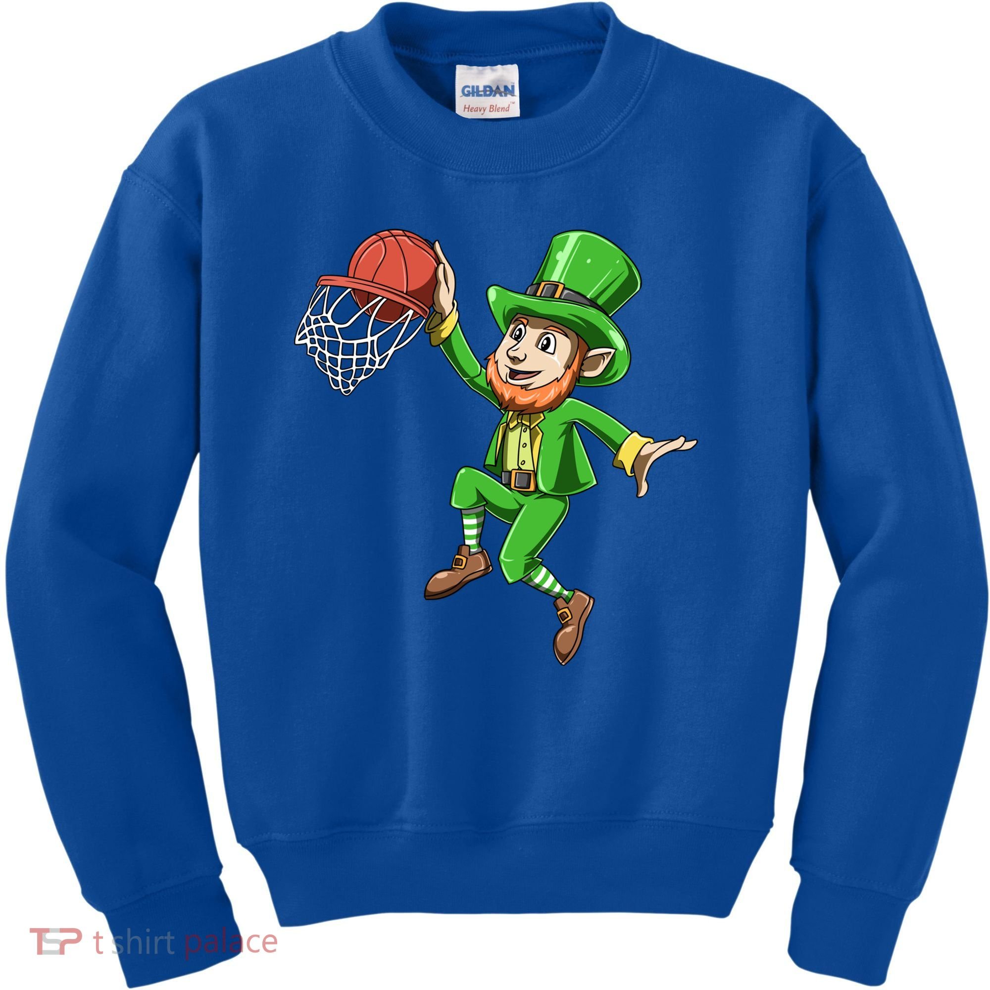 St Patrick's Day Basketball Irish Basketball Dunk Leprechaun Great Gift Kids Sweatshirt