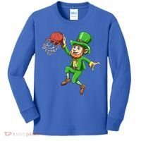 St Patrick's Day Basketball Irish Basketball Dunk Leprechaun Great Gift Kids Long Sleeve Shirt thumb 0