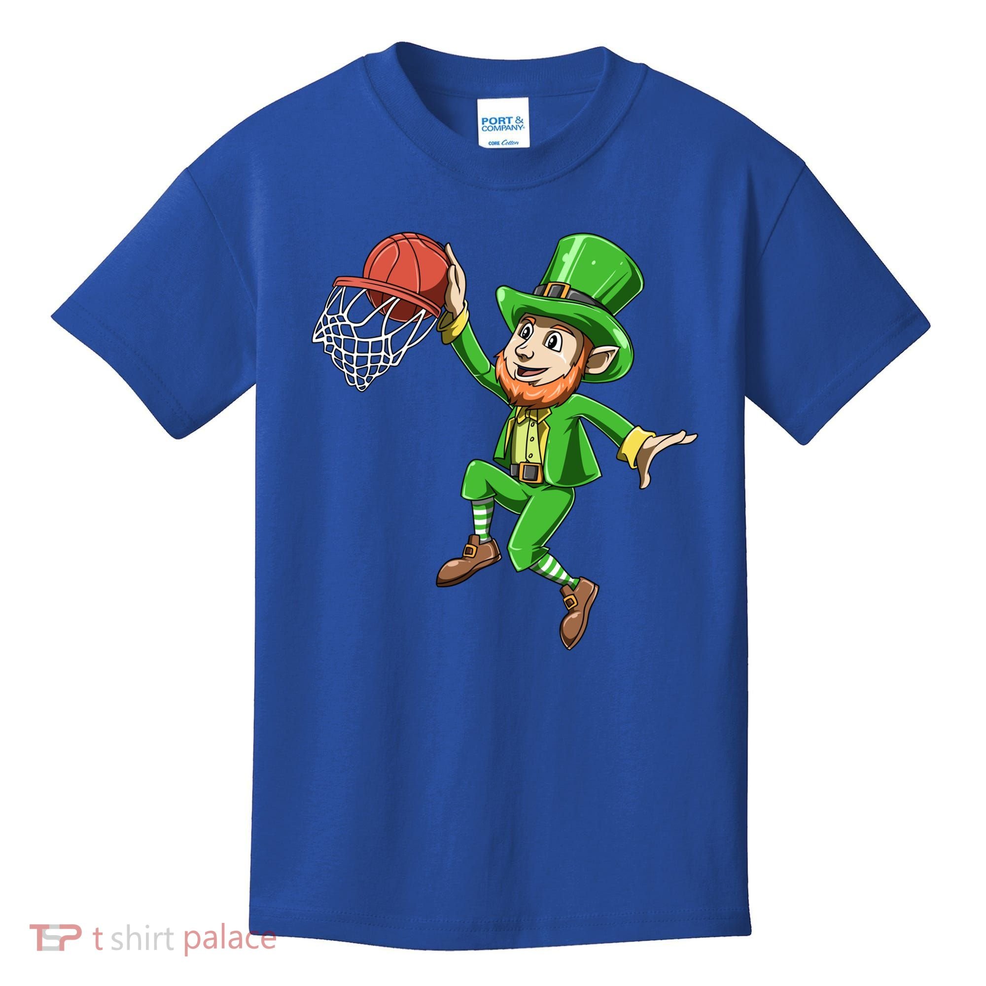 St Patrick's Day Basketball Irish Basketball Dunk Leprechaun Great Gift Kids T-Shirt