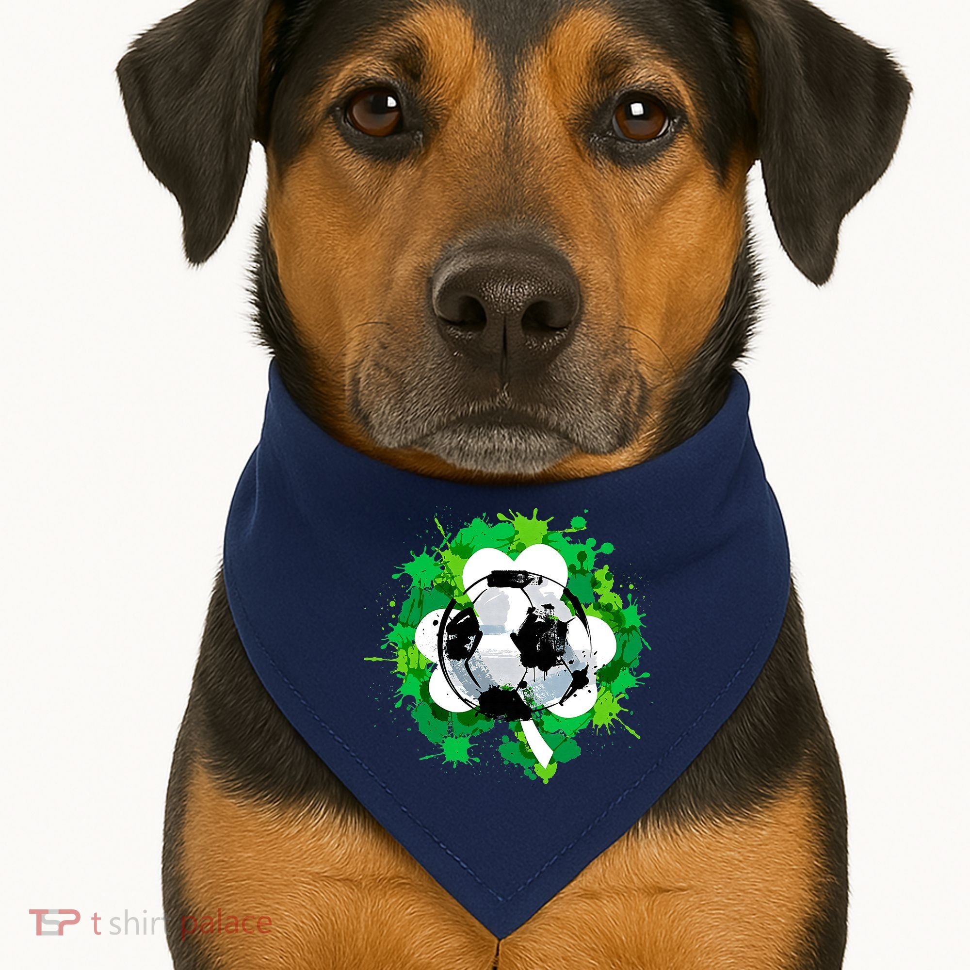 St Patrick's Day Soccer St Pattys Shamrock USA-Made Doggie Bandana