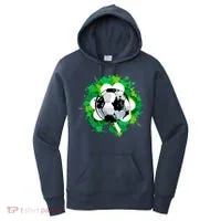St Patrick's Day Soccer St Pattys Shamrock Women's Hoodie thumb 0