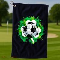 St Patrick's Day Soccer St Pattys Shamrock Golf Towel thumb 1