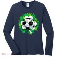 St Patrick's Day Soccer St Pattys Shamrock Women's Long Sleeve Shirt thumb 0