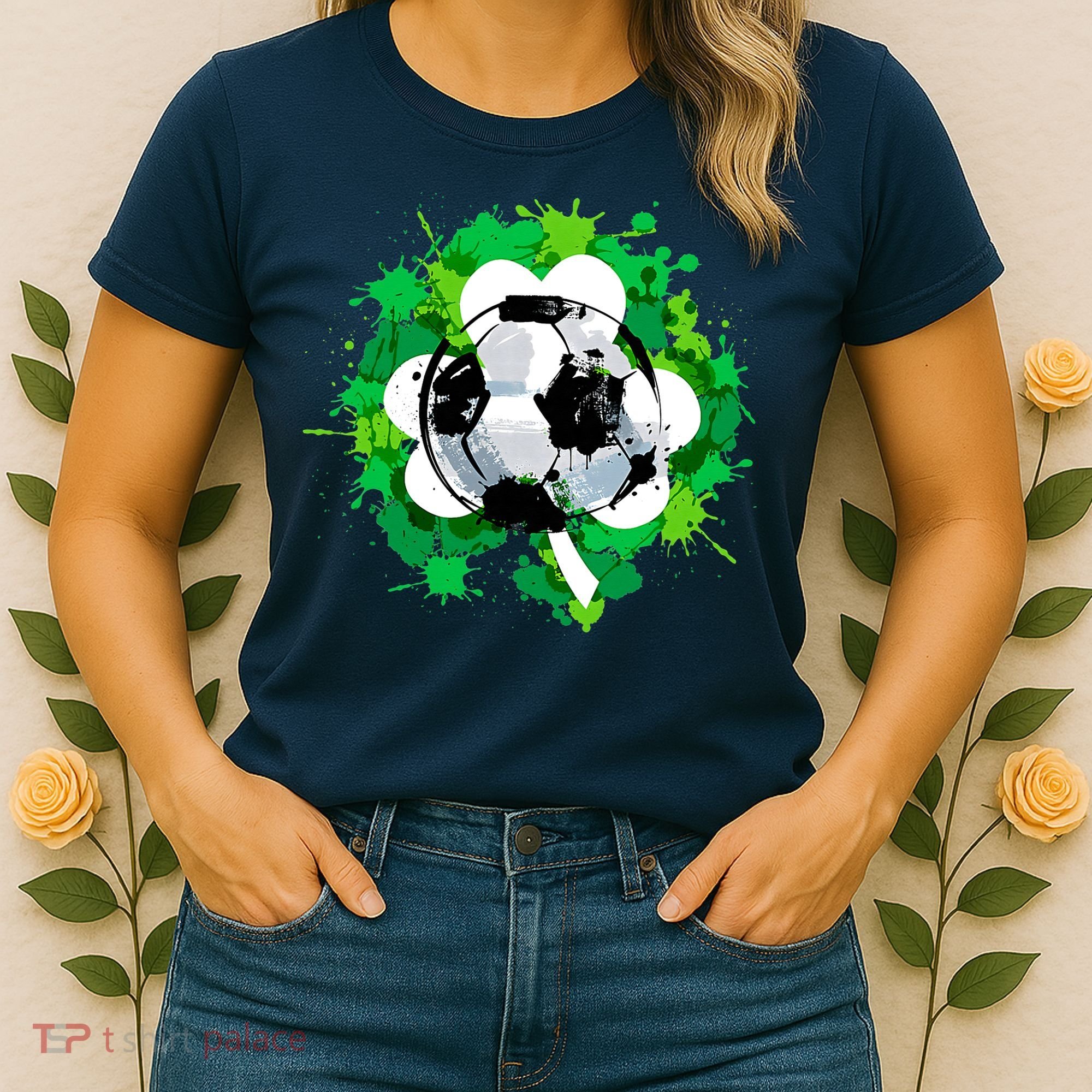 St Patrick's Day Soccer St Pattys Shamrock Women's T-Shirt