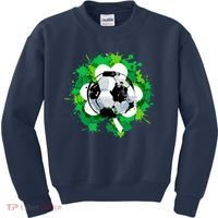 St Patrick's Day Soccer St Pattys Shamrock Kids Sweatshirt thumb 0