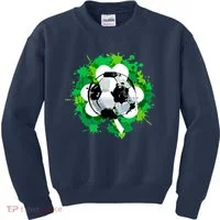 St Patrick's Day Soccer St Pattys Shamrock Kids Sweatshirt thumb 0