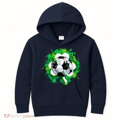 St Patrick's Day Soccer St Pattys Shamrock Kids Hoodie